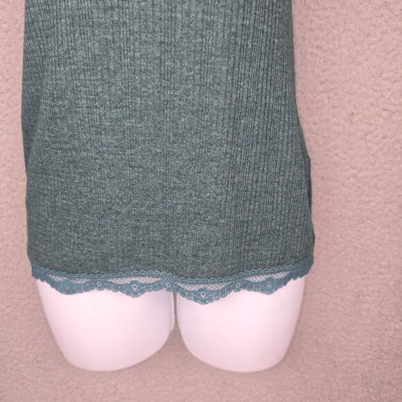 Delias Green Lace Trim Ribbed Camisole Cami Tank Top Small Y2K Vintage - Picture 5 of 9